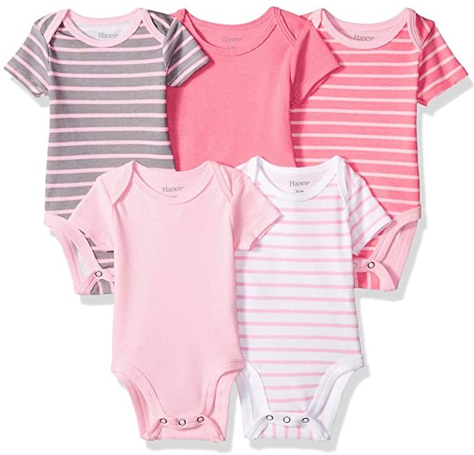 Hanes pink stripes rompers with snaps for baby girl clothes 0-3 months on Amazon