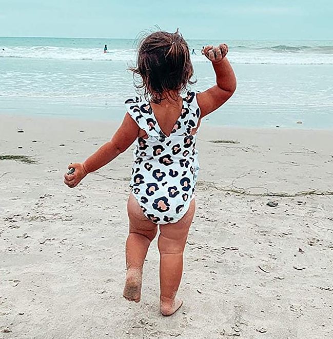 KANGKANG baby girl ruffle leopard print swimsuit on Amazon