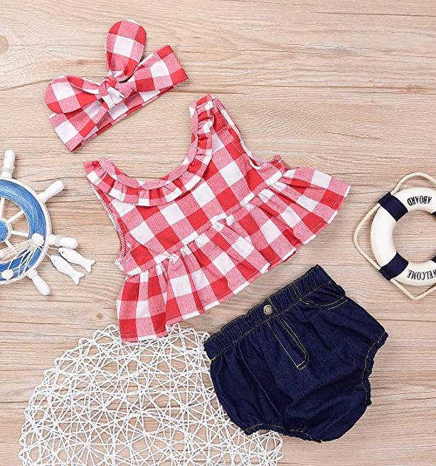 cute baby girl red and white 4th of July outfit