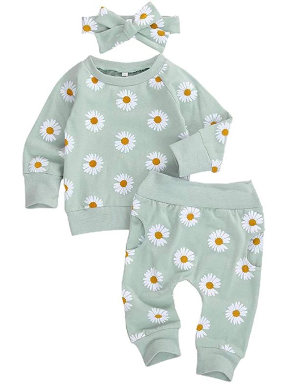 0-24M Flower Newborn Infant Baby Girl Clothes Set Long Sleeve Sweatshirts Tops Pants Outfits for fall