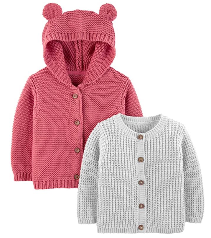 Simple Joys baby girl fall cardigan sweaters in pink and great with hood