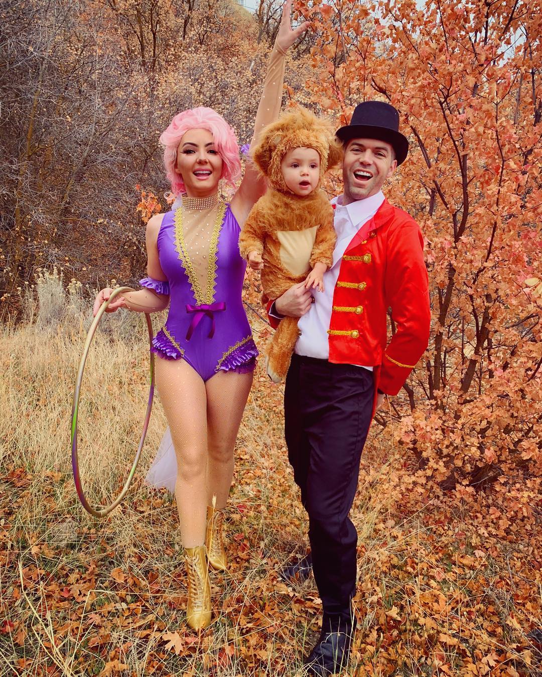 creative DIY family of 3 Halloween costume with baby 