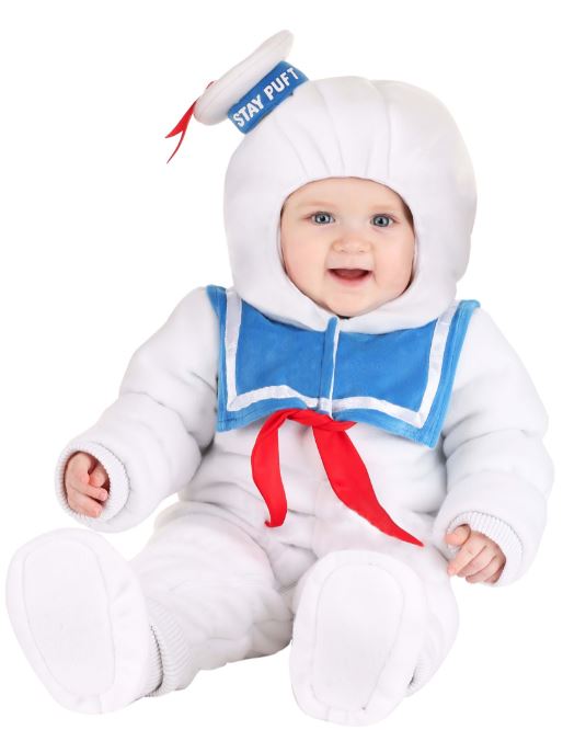 baby boy funny Stay Puft Marshmallow man Halloween costume from Ghostbusters