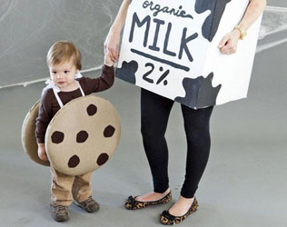 cookies and milk Lesbian mom family Halloween costume idea with baby or toddler