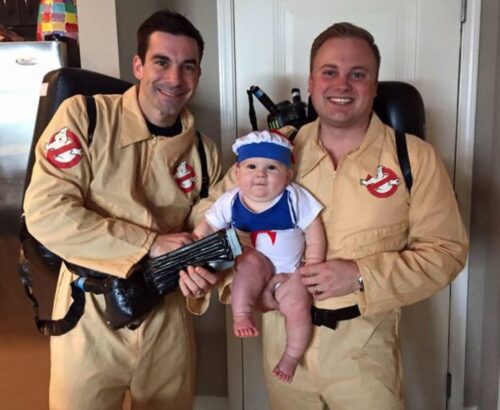 gay dad Halloween costume ideas with baby and kids