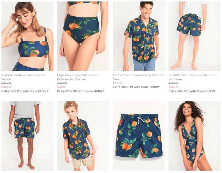 Matching Family Swimsuits, Swim Trunks, and Hawaiian Shirts for Baby, Toddler Boy and Girl, and Mom and Dad at Old Navy